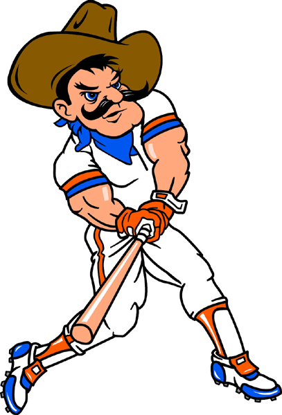 Cowboy baseball player team mascot full color vinyl sports decal. Customize on line. Cowboy Baseball